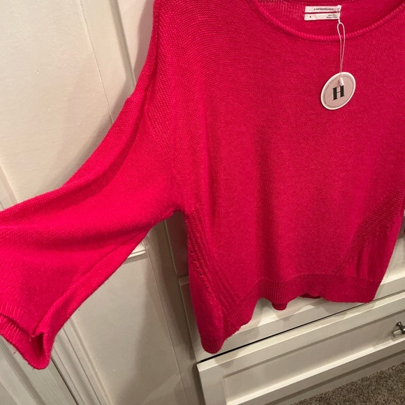 Anthropologie pretty bright pink crew Neck Sweater - Picture 4 of 6